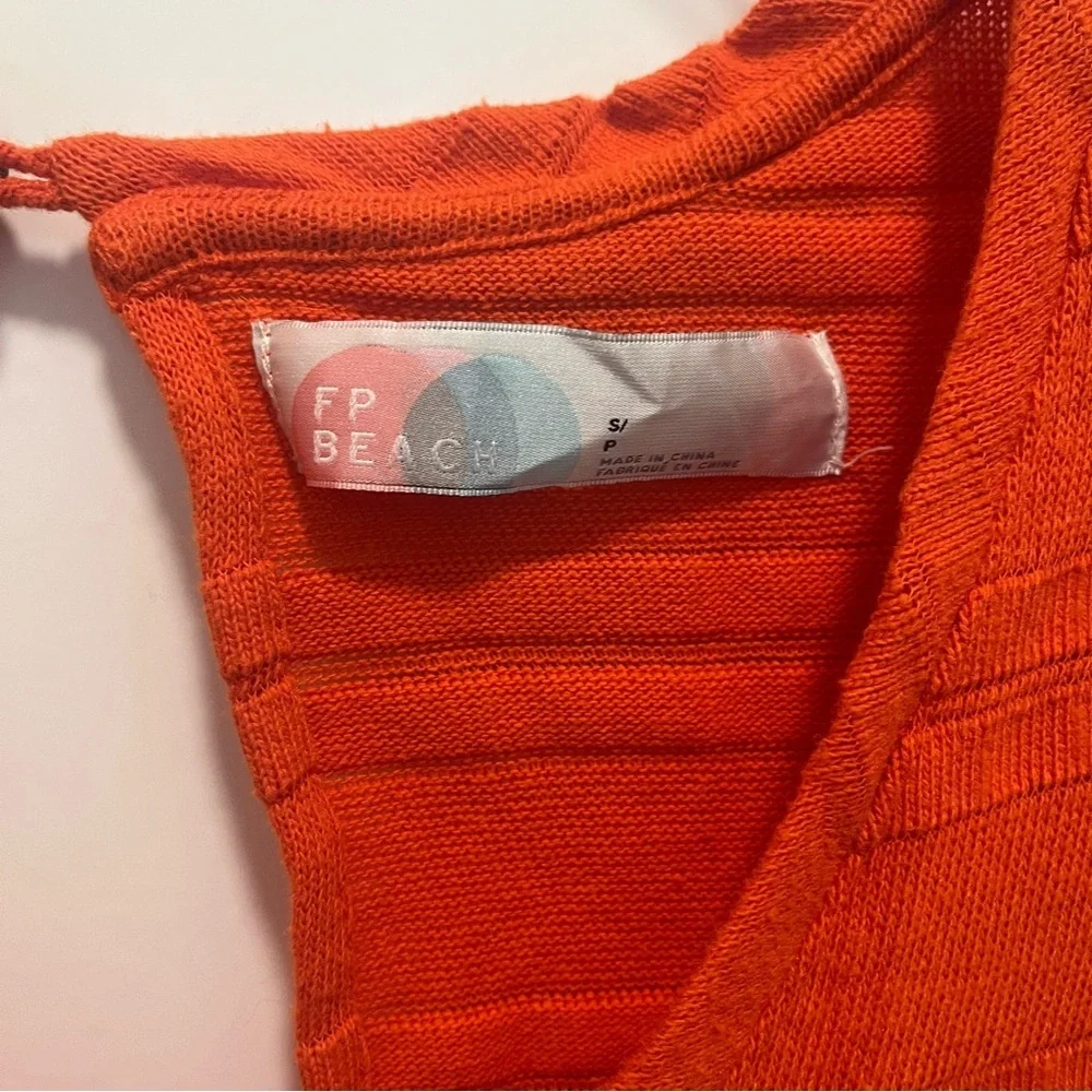 Free People Beach Size Small Belmont Orange Oversize Romper Open Back Slub Knit